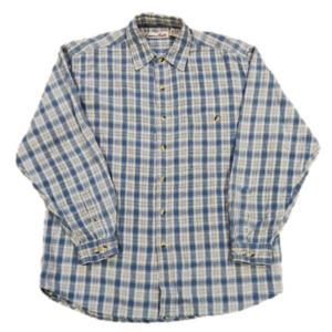 Lemon & Soda Blue & Gray Plaid Casual Button-Up Shirt